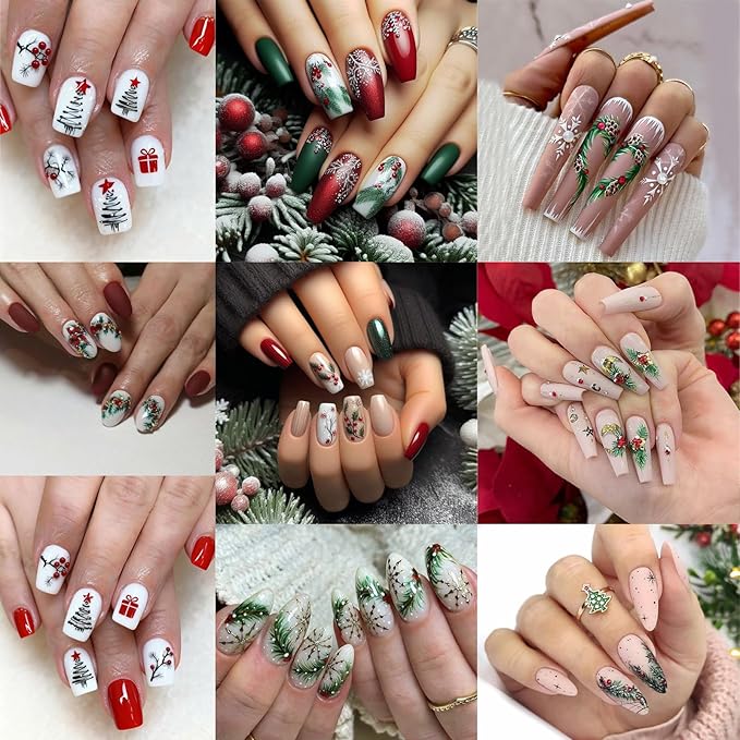 4 Sheets Christmas Nail Art Stickers 5D Embossed Self Adhesive Winter Grass Nail Decals Winter Christmas Tree Elk Snowflake Design Nail Stickers for Women Girls DIY Holiday Manicure Decoration