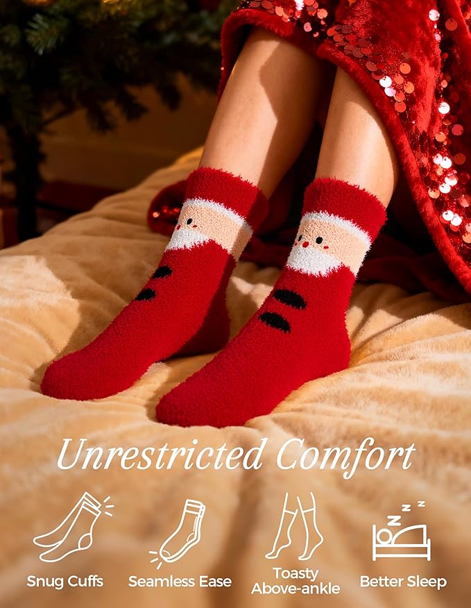 TEHOOK Warm & Cozy Gifts for Women, Stocking Stuufers, Fluffy Fuzzy Plush Sleeping Slipper Socks - Soft Warm Fabric