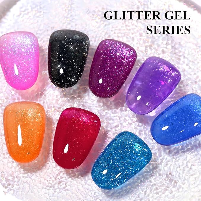 Imtiti Glitter Gel Nail Polish, 0.5 Fl Oz Ruby Red Glitter Gel Polish Soak Off LED UV Diamond Shimmer Sparkle DIY Nail Art Starter Manicure Salon