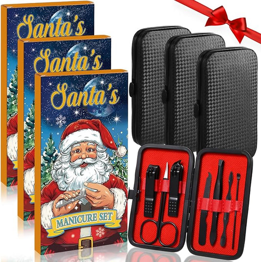 Honoson 3 Sets Manicure Kit 7 in 1 Christmas Stocking Stuffers for Men Nail Clippers Set Nail Kit Manicure Set Pedicure Kit Grooming Kit Nail Care Kit Christmas Gifts for Men Women Fingernail Toenail