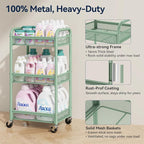3 Tier Metal Rolling Cart, Art Workspace, Bedside Storage - Image 2