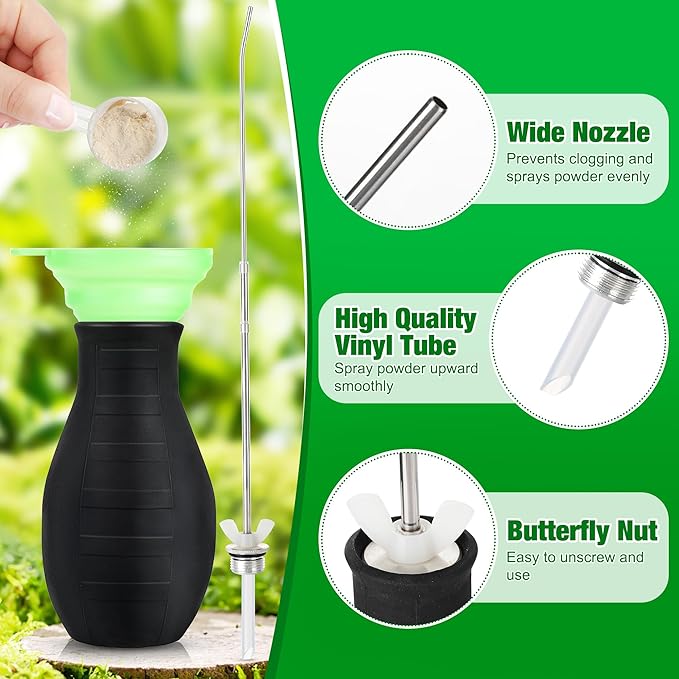 Diatomaceous Earth Powder Duster, 2 Pack, Garden Applicator with Long Metal Tube, Bulb Duster Tool for Home Use (2PCS)