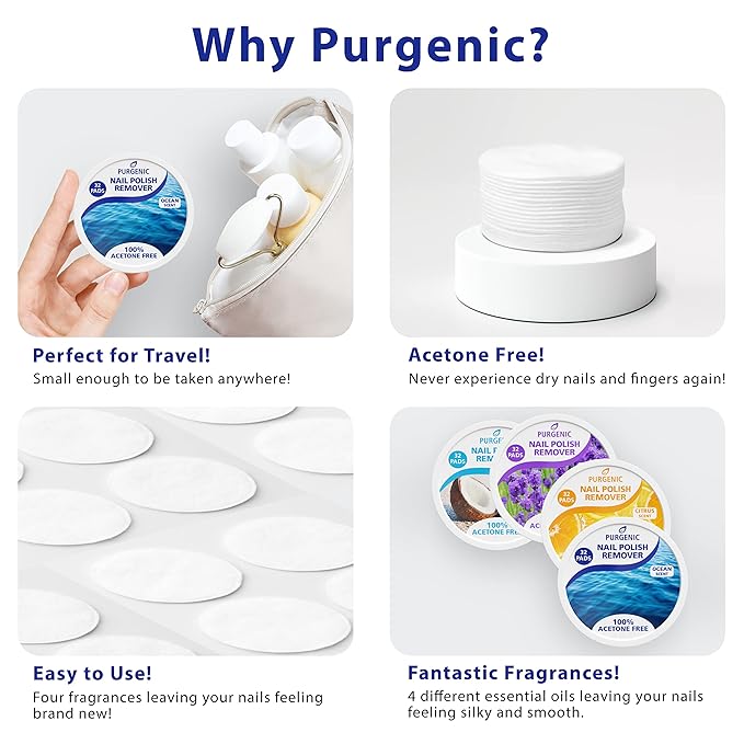 Nail Polish Remover Pads - (128 Count) - On the Go & Travel - Lint Free Nail Polish Wipes - Pre-soaked Pads Made All Natural Ingredients - Cuticle Wipes - No Harsh Odor or Chemicals