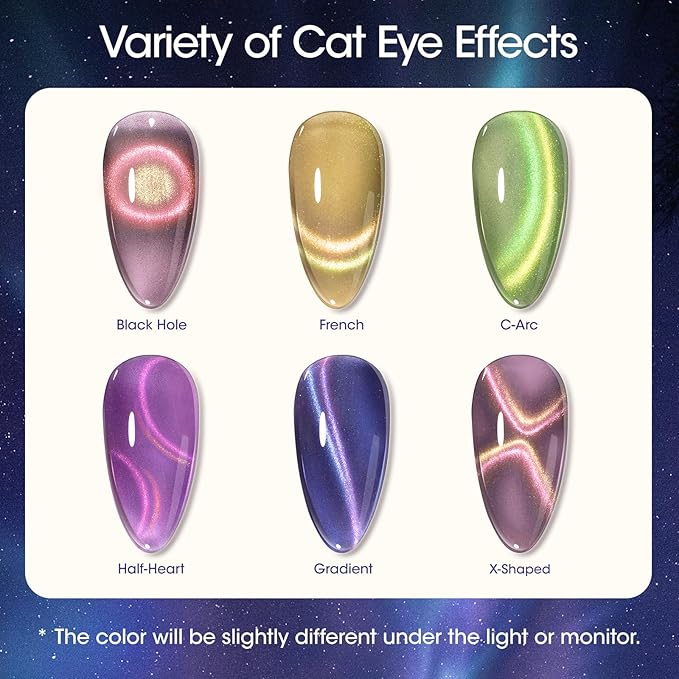Gellen Cat Eye Gel Nail Polish, 18ml Blue Purple Color Cat Eye Gel Polish with Magnet Stick, Holographic Glitter Cat Eye Nail Polish Soak Off Nail Art Manicure at Home