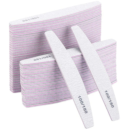 BTYMS 75 Pcs Nail Files and Buffers for Acrylic Nails 100/180 Grit Double Sided Emery Boards Fingernail Files Kit