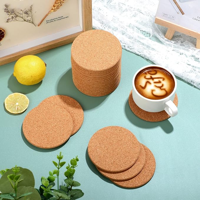Lallisa 100 Pcs Cork Coasters for Drinks, Thick Absorbent Cork Coasters Bulk - Image 6