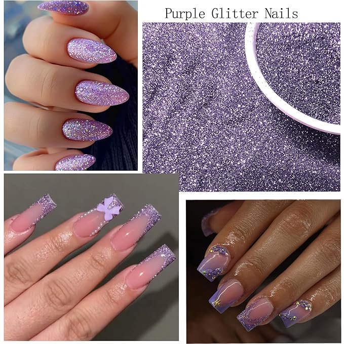 4 Boxes Purple Nail Gems Bow Flower Nail Charms for Acrylics - Irregular Crystals, Nails Rhinestone & Accessories for Women Nails Art Design Nails Decor(Purple)