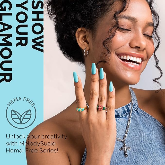 MelodySusie Hema Free Gel Nail Polish, 0.5 Fl Oz Thick Cyan Blue Gel Polish, Non-Toxic, Long Lasting, Soak Off UV Nail Polish, Manicure Nail Design Salon DIY Nail Art at Home K0726