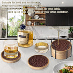 Eykao 6 Pack Absorbent Coasters, 4.3 inches Cork - Image 4