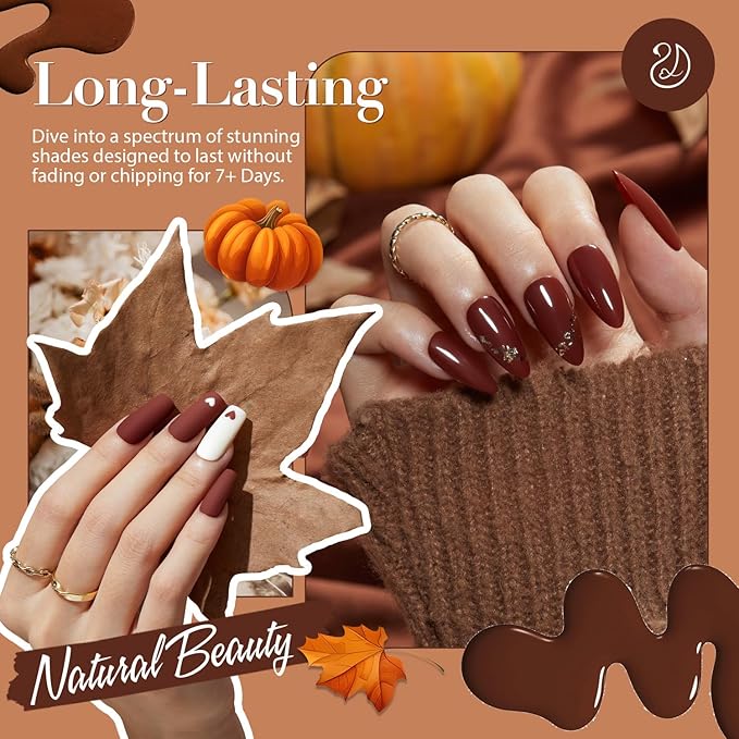 AZUREBEAUTY Gel Nail Polish Set - Nude Brown Fall Series 10ML 6 Colors Classic Gel Polish Popular Nail Art Colors Soak Off U V LED Nail Polish Gel Art Design DIY Salon