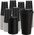 16 oz Paper Coffee Cups with Lids 100 Pack, To Go Cups, by VPACKDUO