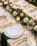 Nervure 600Pcs Gold Plastic Plates, Plastic Dinnerware Set - Image 2