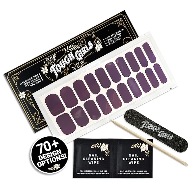 | 20 Exquisite Gel Nail Polish Strips w/Application Accessories - No UV/LED Lamp Required (Mauve)