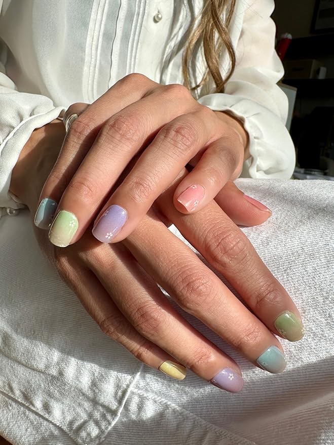 NOVA, Female Founded, Semi Cured Gel Nail Strips (Flower Child) - The 10 Minute Manicure. Salon-Quality, Works w/Any Lamp, Easy to Apply - Incl. Nail File & Stick (Flower Child)