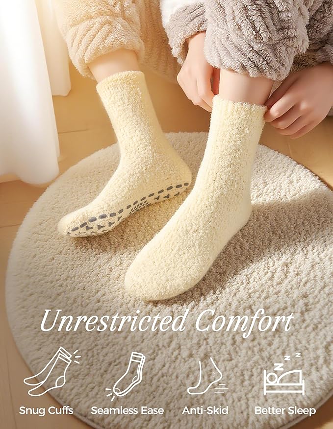 TEHOOK Warm & Cozy Gifts for Women, Stocking Stuufers, Fluffy Fuzzy Plush Sleeping Slipper Socks - Soft Warm Fabric