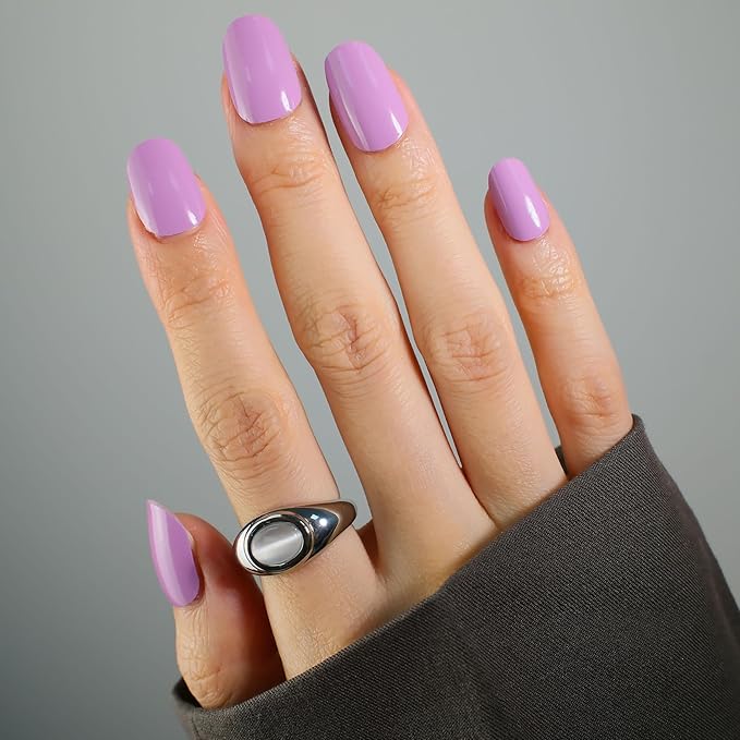 Nail Polish Strips, 32PCS Salon Quality Wraps, Long Lasting Gel Nail Stickers for Women Easy Apply& Remove (Violet Petal Purple)