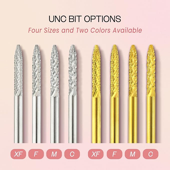 PANA 3/32" Carbide Cuticle Nail Drill Bit for Cuticle Cleaning, Dead Skin Removal, Gel Polish & Acrylic Removal, Under Nail Cleaner, Nail Salon, Manicure Tools (UNC - Silver, Medium)