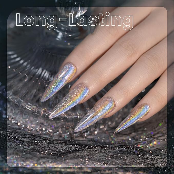 RARJSM Holographic Rainbow Aurora Cat Eye Gel Nail Polish Blue Purple Laser Iridescent Glitter Sparkle Cat Eye Gel Polish with Magnet Stick Soak off UV LED Curing Requires Home Salon Diy Nail Art