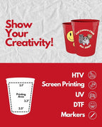 PartyPrints 100 Pack 16 oz Red Reusable Blank Plastic Cups, Stadium Cups Bulk – - Image 3