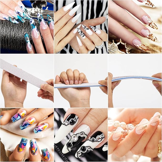50pcs 80/80 Grit Nail Files Acrylic Nails Emery Boards File Professional Nail Art Tools for Home,Salon,Strong,Double Sided