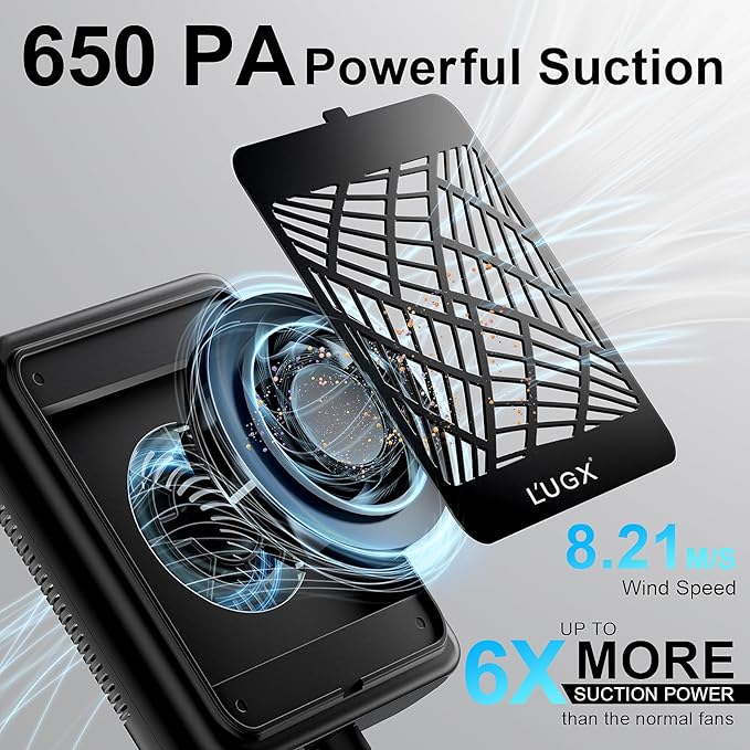 L'UGX Dust Collector for Nails Professional with 2 Reusable Filter, 650 PA Nail Dust Collector Fan Extractor Powerful Suction Vacuum Dust Collector Nail Tech, Perfect for Home Salon Use -Black