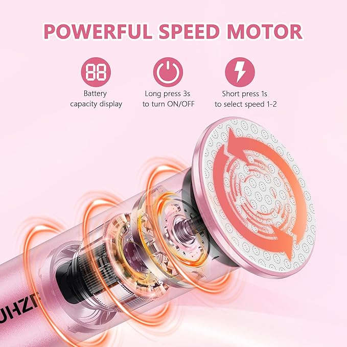 Electric-Foot-File-Callus-Remover Glass Grinding Head Electric Callus Remover for Feet Rechargeable Foot Grinder Dead Skin Pedicure Tools Adjustable Speed Foot Sander with Led Display (Pink)