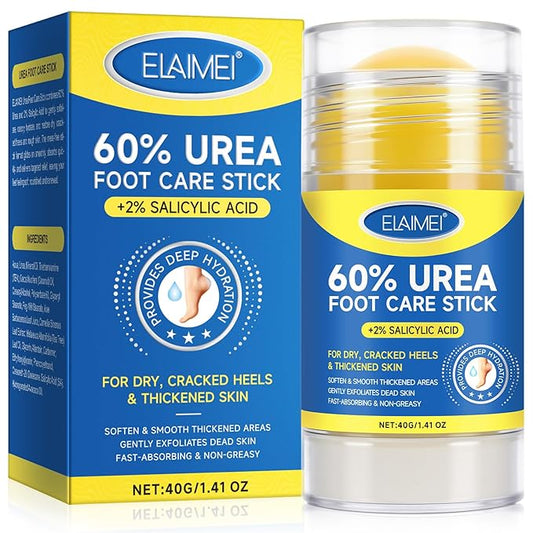 60% Urea with 2% Salicylic Acid Urea Foot Care Stick, Foot Cream Stick for Dry Cracked Heels, Feet Callus Remover, Hands Knees Exfoliating Dead Skin,Callus Remover & Skin Softener -1.41oz