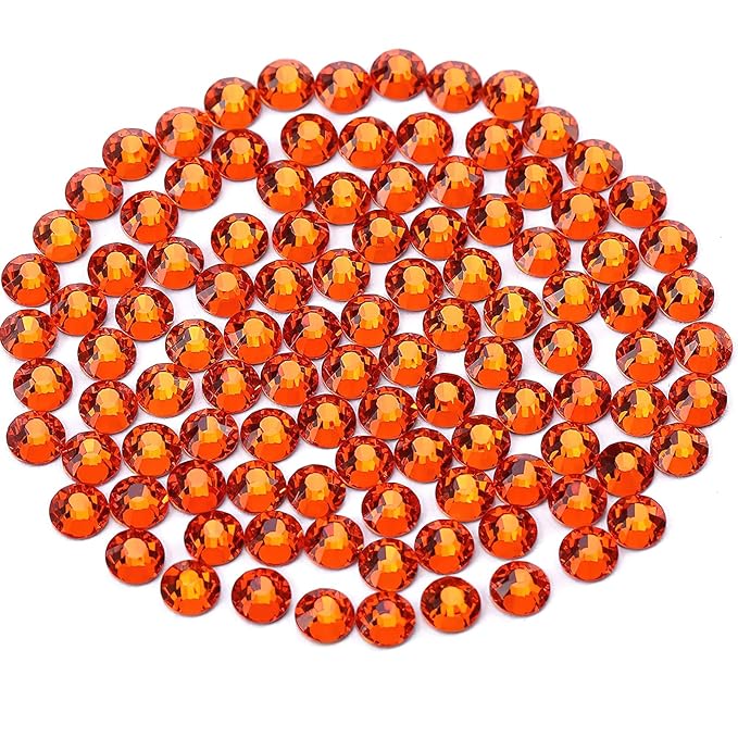 Novani Crystal Rhinestones, Flatback Loose Gemstones 1440pcs Glass Rhinestones for Clothes Shoes Crafts Makeup Nail Art and DIY Decorations(SS16, Orange)