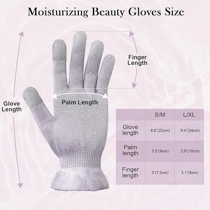 MIG4U Moisturizing Beauty Gloves Touchscreen Overnight Sleeping Glove for Women Dry Hands, Nighttime Lotion, Eczema, SPA, Cosmetic Treatment, Grey Purple 3 Pairs Size L/XL