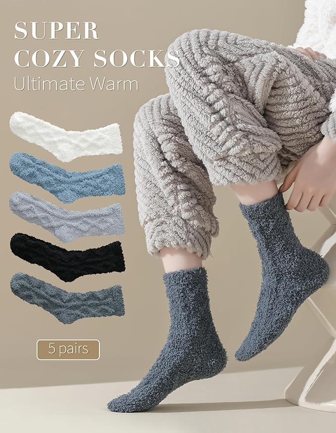 TEHOOK Warm & Cozy Gifts for Women, Stocking Stuufers, Fluffy Fuzzy Plush Sleeping Slipper Socks - Soft Warm Fabric