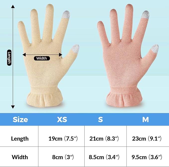 Cotton Moisturizing Gloves Overnight Hand Beauty Gloves Touchscreen Sleeping Gloves (S-Beige, Count, 2)