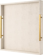 Beige Faux Leather Serving Tray by SYYSY