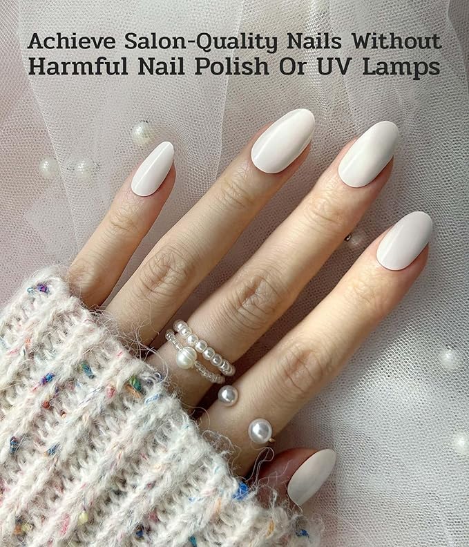 Nail Polish Strips - 22 Pcs Salon Quality Gel Nail Stickers - Long Lasting Wraps (Moonlight White)