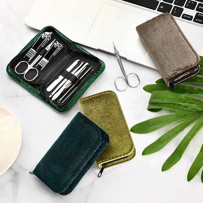 Coume 48 Set Christmas Men Gift Bulk Nail Care Kit Stainless Steel 8 in 1 Manicure and Pedicure Set with Travel Case Baby Shower Prizes for Employee Appreciation Teacher Staff Coworkers(Green Series)