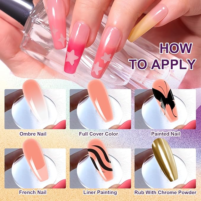 Gradient Painting Gel, 9 Colors Ombre Gel Nail Polish Nude Pink Almond Black&White for Pigment Pat Nails Nude Pink Almond Aura Nails, French Manicure DIY Nail Art Nude Rose Chroma
