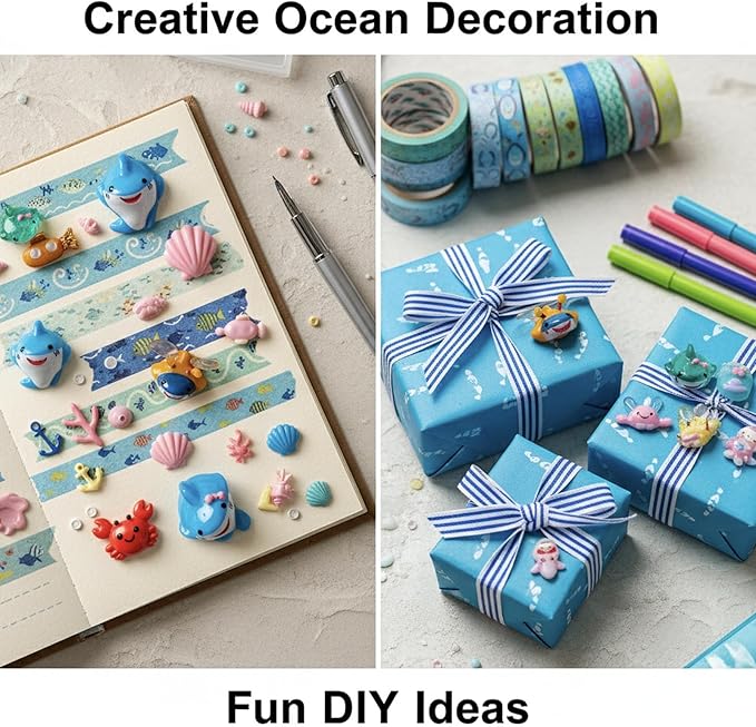 3D Sea Creature Nail Art Molds - DIY Resin/Gel Nail Charms Making Kit, Cute Shark, Crab, Seashell & Ocean Theme Decorations for Manicure