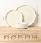 Ceramic Dinnerware Set for 4, 12-Piece Plates and Bowls Set | Lightweight - Image 7