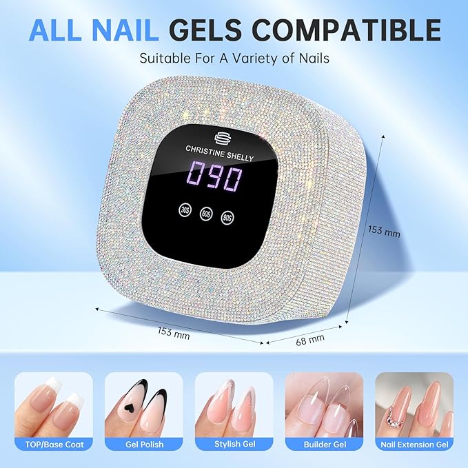 48W UV Light for Nails,Mini UV LED Nail Lamp with 3 Timer Settings, Auto Sensor, Fast Curing for Gel Nails,Nail Dryer Sparkly Gel Nail LCD Display Home Use DIY