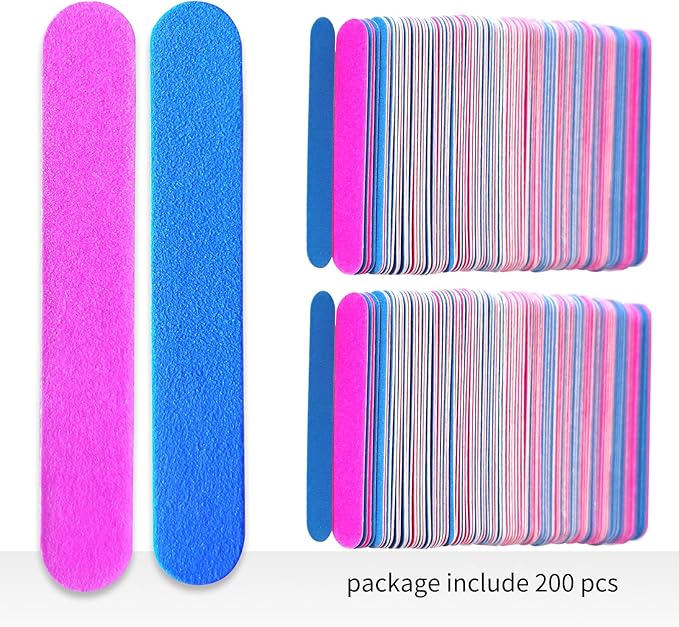 200 Pcs Disposable Nail Files Professional Double Sided Emery Boards Manicure Pedicure Tools（3.35Inch）