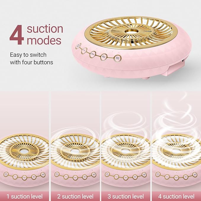 Nail Dust Collector 5000RPM Quiet Vacuum Fan with Dustwith Reusable Filter for Home & Salon Manicure - Beginners & Pros