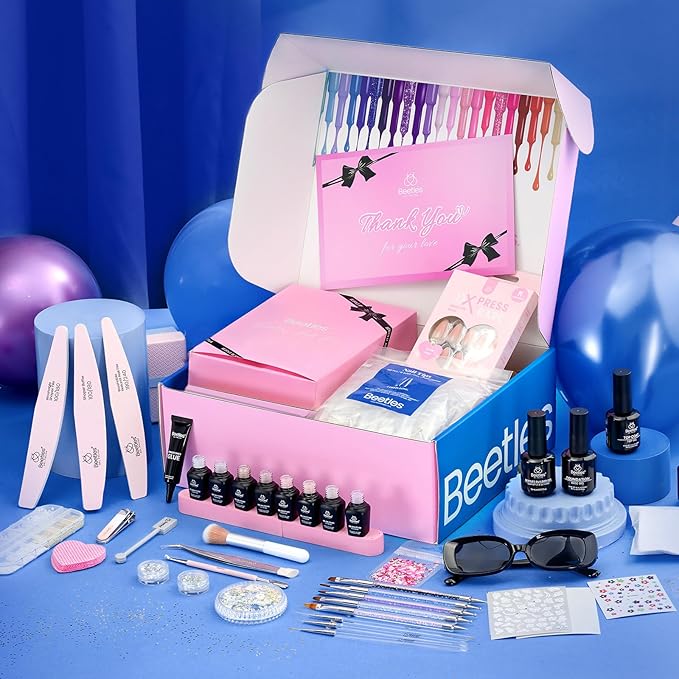 Beetles Jelly Gel Nail Polish Set - Gift Box Nude Sands Collection 75 PCS 20 Colors Jelly Nail Polish Kit Nude Pink Milky White Glitter Silver Cat Eye Base Glossy Matte Top Coat Gift for Women