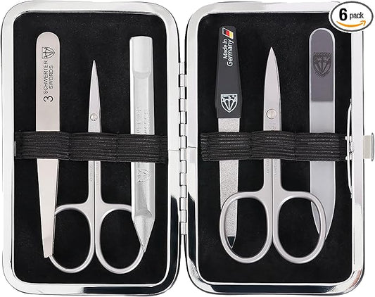 3 Swords Germany - brand quality 6 piece manicure pedicure kit set - stainless steel nail care tools - Made in Solingen Germany (500)