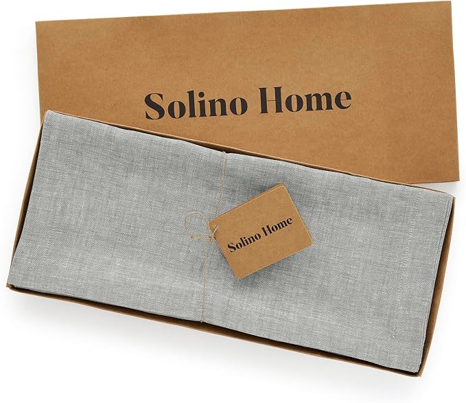 Solino Home 100% Pure Linen Table Runner Chambray Grey, Athena 14 x 108 in | - Image 5