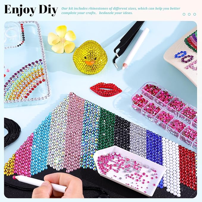 6100Pcs Resin Rhinestones for Crafting with 2Pcs 10ml B7000 Jewelry Glue, 1 Box Flatback Crystals Diamond (Hot Pink) for Bedazzling Crafts DIY Nail Art Non Hotfix Gems for Clothing Shoes