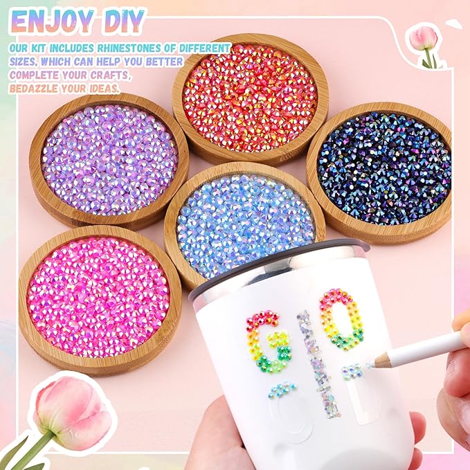 12600Pcs Resin Jelly Rhinestones with Tweezers for Crafting, Multi Colors 4mm Non Hotfix Flatback Gems, Bedazzling Crystal for DIY Crafts Clothing Tumblers Mugs Shoes Decor Nail Art