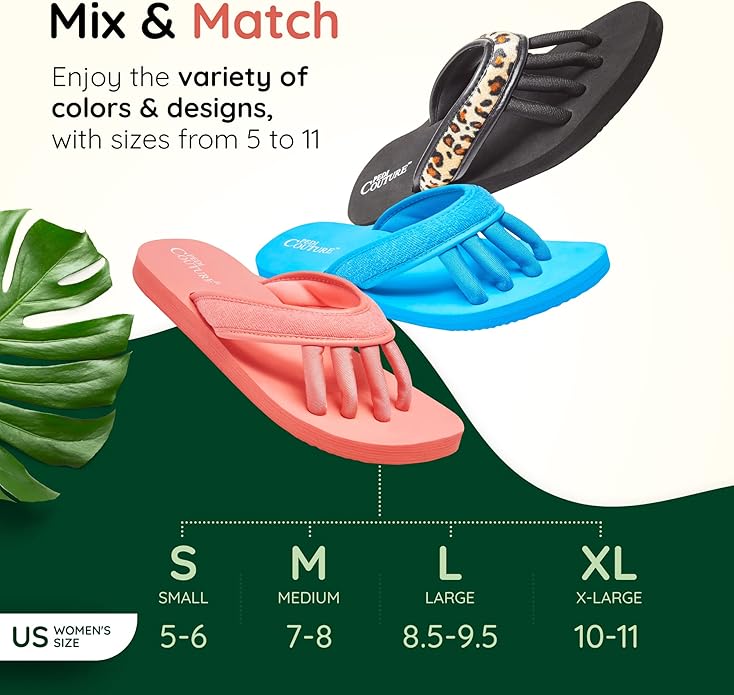 Pedi Couture Pedicure Sandals with Built In Toe Separators for Women - Comfortable Spa Style Flip Flops for Home, Salon, Yoga & Gym Use