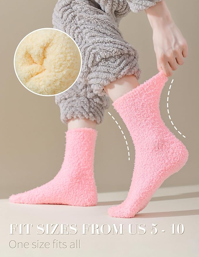 TEHOOK Warm & Cozy Gifts for Women, Stocking Stuufers, Fluffy Fuzzy Plush Sleeping Slipper Socks - Soft Warm Fabric