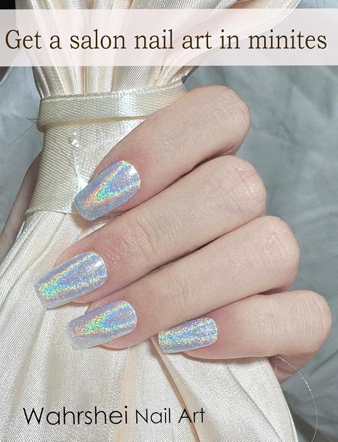 Semi Cured Gel Nail Strips, 20pcs Gel Nail Stickers UV, Semi Cured Gel Nail Wraps for Home Nails DIY (B Laser)