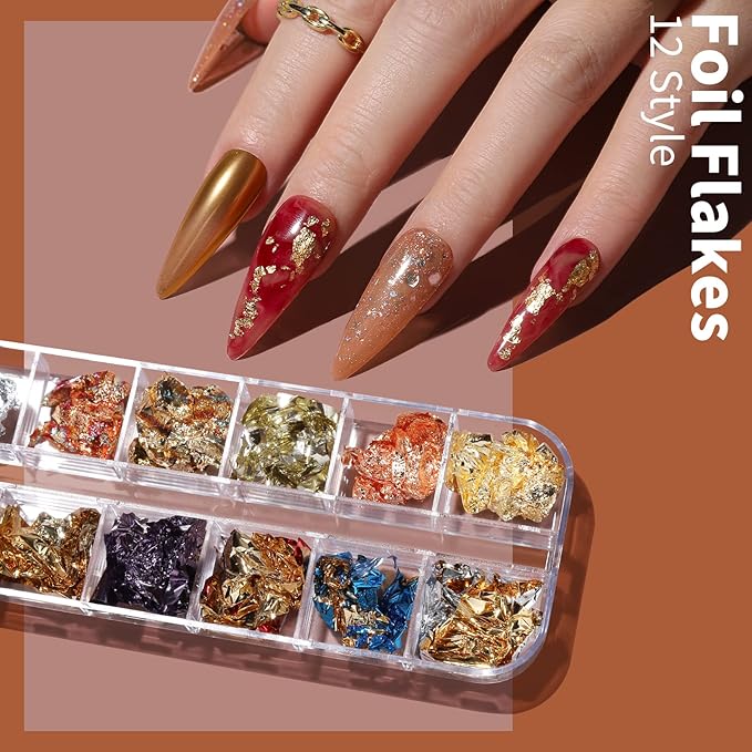 FANDAMEI Nail Tools, Nail Art Brushes Set, Nail Art Dotting Tools, Nail Stickers, Butterfly Nail Art Sequins, Nail Foils, Nail Art Flakes Iridescent, Nail Art Kits, Rhinestones For Nails Design