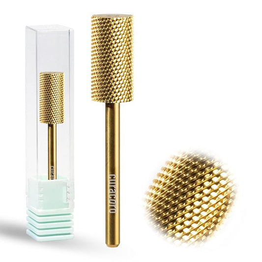 Curacoro Nail Drill Bits 3/32'' - Safe Smooth Stop Large Barrel Carbide Bit (Fine), Gently Bits for Removal & Nail Enhancement, for Nail Beds, Nail Art Pedicure Manicure Salon & Home